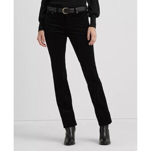 LAUREN RALPH LAUREN‎ Sz 16 Stretch Corduroy Mid-Rise Straight Pants Polo Black